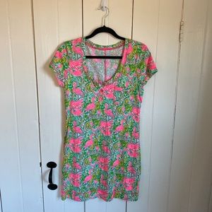 Lilly Pulitzer neon flamingo t-shirt dress medium